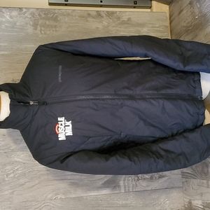 Co branded Patagonia and muscle milk jacket